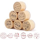 BETESSIN 6Pcs Stempel Holz Vielen Dank Holzstempel zum Basteln Viel Glück Glückwunsch Stempelset...