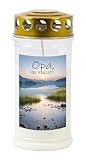 Gedenkkerze Grabkerze 'Opa Du fehlst' - 70-90 Std. Brenndauer Trauerkerze Opa - Langlebig, 100%...