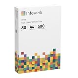 Infowerk Druckerpapier/Kopierpapier, 500 Blatt (1x500 Blatt), DIN A4, 80 g/m², hochweiß,...