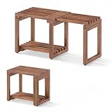 Tranquillo 73.7 cm Teak Duschbank Stuhl - Wasserdichte Duschbank - Einstellbare Länge 29 Zoll...