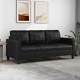 Hommdiy 3-Sitzer-Sofa Schwarz 180 cm Kunstleder