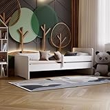 KOBI Kinderbett Max weiß mit Reling, Matratze, Rahmen | 140x70 | Bett für EIN Mädchen und einen...