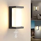 LED Wandleuchte mit Bewegungsmelder, Moderne Außenwandleuchte mit Radar-Sensoren aus Aluminium, 18W...