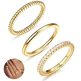 Adramata 3Pcs Ringe Frauen Gold 14 Karat Gold Gefüllte Ringe Set Stapelbare Daumenring Dünner...