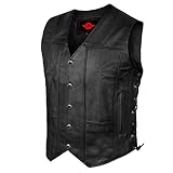 Jayefo Alpha Leder-Motorradweste für Herren, Riding Club, schwarze Biker-Westen mit verdeckter...