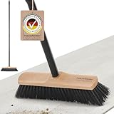 Hausfelder Besen mit Stiel, Haushaltsbesen & Zimmerbesen 30cm breit, Holz Kehrbesen mit weichen...