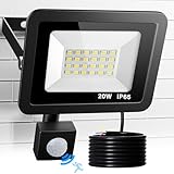 LED Strahler mit Bewegungsmelder Außen, 20W 2000LM 24 LED Beads Fluter, 6500K Kaltweiß Superhell...