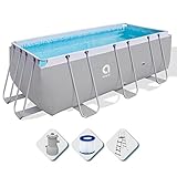 Avenli Pool 400 x 207 x 122 cm Stahlrahmen Aufstellpool Komplettset mit Leiter Filterpumpe...