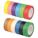 Jiujuda9 12 Rollen Maler Klebeband Bunt, Kreppband Bunt, 20mm x 12m Farbiges Masking Painters Tape,...