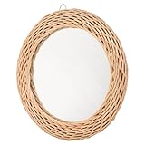 BAZEITFLOW Rustikaler Rattan Wandspiegel Gewebter Badezimmerspiegel Handgefertigter Dekorativer...