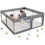 JIKPO Laufstall Baby 127x127cm, Stabiler Sicherheits Laufgitter für Babys und Kleinkinder, Kleines...