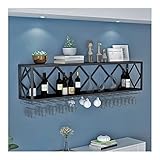 Wandmontiertes Weinregal, Multifunktionaler Flaschenhalter aus Eisen mit schwebenden Regalen zum...