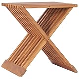 Owoxanthellate Klapphocker aus Teak Massivholz 40x32x45 cm Faltbarer Gartenhocker mit klappbarer...