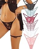 ALL OF ME 6er Pack G String Tanga Damen Spitze Unterhosen Sexy Unterwäsche Dessous Frauen Lace...