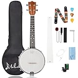Banjolele, 4-saitig, Mulucky-Konzertgröße, 23 Zoll, Banjo-Ukulele, geschlossene Rückseite aus...
