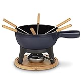 La Fonderie 1890, Fondue-Set aus Gusseisen für 6 Personen MONT JOUX, Käse- und Schokoladenfondues,...