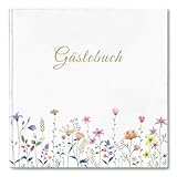 Gästebuch Blanko mit 40 Schöne Aufkleber und 44 Doppelseiten Premium Dickem Papier, Größe...