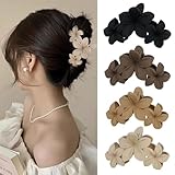 Blume Haarklammer, 4PCS Matte Haarspangen für Frauen Niedlich Haarspangen, Hawaiian Haar Blume Clip...