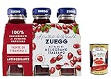 18x ZUEGG Nettare di melograno, Granatapfelsaft saft Flaschen glass 125ml + Italian Gourmet polpa...