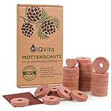 iQVita Natürlicher Mottenschutz aus Zedernholz – 30 Mottenringe – 100% Naturprodukt –...