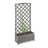 Relaxdays Rankkasten mit Rankgitter, wetterfest, Holz, f. Balkon, Garten, Rosen, Wein, 35 L Kübel,...