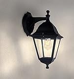 Ledvion - LED Wandlampe, E27 Fassung, IP44, Schwarz & Klassisch, Vela S, Aluminium, Außenlampe,...