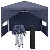 FIVMEN Pavillon 3x3m Faltpavillon mit Seitenteilen und Fenstern und Tragetasche Faltzelt Polyester...