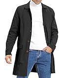 Feziakuk Herren Trenchcoat Einreihig Lang Mantel Leichter Revers Herbst Winter Jacke...