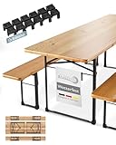 Beautissu 3tlg Bierzeltgarnitur 220x70 cm Holz - 1x Biertischgarnitur & 2X Biertisch Bierbank...