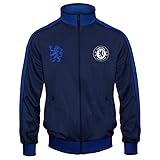 FC Chelsea Herren Retro-Trainingsjacke mit Reißverschluss - Geschenk - 100% Polyester - Dunkelblau