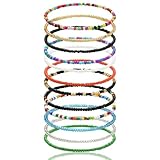 Aucuu Fußkettchen für Damen, 12 Stück Boho Handgemachte Bunte Perlen Fusskette, Verstellbare...