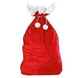 W WIDMANN MILANO Party Fashion 1561X - Weihnachtsmann Sack, aus Samt, 60 x 100 cm, rot-weiß,...