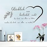 ANHUIB Glücklich Wandtattoo Wandaufkleber Inspirierende Schwarze Wandsticker Sprüche Zitate für...