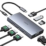 USB C Docking Station Dual Monitor 2 HDMI, 8 in 1 Laptop Dockingstation with Dual HDMI, Displayport,...