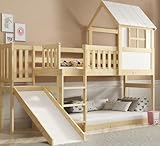 Interbeds Hochbett 200x90 cm mit Rutsche und Treppen Etagenbett Stockbett Holzbett Kinderbett mit...