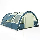 CampFeuer Zelt Multi für 4 Personen | 5000 mm Wassersäule | Blau/Sand | Tunnelzelt mit riesigem...
