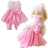 Yaopelky Kleine HundehochzeitskleiderRose Blume Bowknot Katze Kleid Welpe Tüll Kleid Katze Outfit...