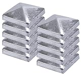 BigDean 10 Stück Pfostenkappe 101x101 mm voll verzinkt Pfahl Pfosten Schutzkappe Schutzhaube