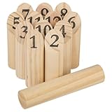 Eddy Toys Holz Wurfspiel 13-teilig - Outdoor Spiel für Kinder und Erwachsene - Zahlen Kegelspiel...