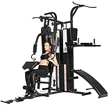 Dione HG5 - Fitnessstation - Multi-Gym - Krafstation mit Boxsack - Einschließlich 65 kg Gewichte -...