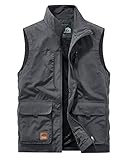 KTWOLEN Herren Outdoor Sport Weste Ärmellose Jacke Safari Weste mit Vielen Taschen Anglerweste...