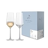 Zwiesel Glas Champagnerglas Pure (2-er Set), anmutige Champagnerflöten mit Moussierpunkt,...