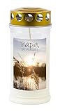 JEKA TLB Grabkerze 'Papa' - Wind- & Wetterfest, 100% Pflanzenöl, Motiv 'Papa Du fehlst',...