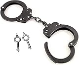 KOSxBO Black Handcuffs - Handschellen Polizei echt Stahl Security Zubehör Handschelle zum fesseln...