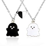 HekouJiub 2 Stück Geister Freundschaftskette Magnetische Halskette mit Geister Anhänger Herz Paar...