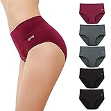 anqier Unterhosen Damen, 5er Pack Stretch Baumwolle Hohe Taille Slips Damen Atmungsaktiv Panties...