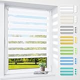 Doppelrollo klemmfix ohne Bohren & mit Bohren, 120x40 cm (LxB) Weiß, 3-in-1 Duo Rollos für Fenster...