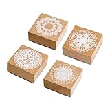 jojofuny 4 Stück Teiliges Runde Holzstempel mit Spitzenmuster Langlebige Gummistempel für DIY...