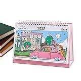 2025 Desk Calendar - Monthly Planner with Cartoon Year of the Snake Design - 12-Month Desktop Table...