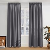 PONY DANCE Thermovorhang Kälteschutz Kräuselband Gardinen Grau Blickdicht 2er Set H 245 x B 140 cm...